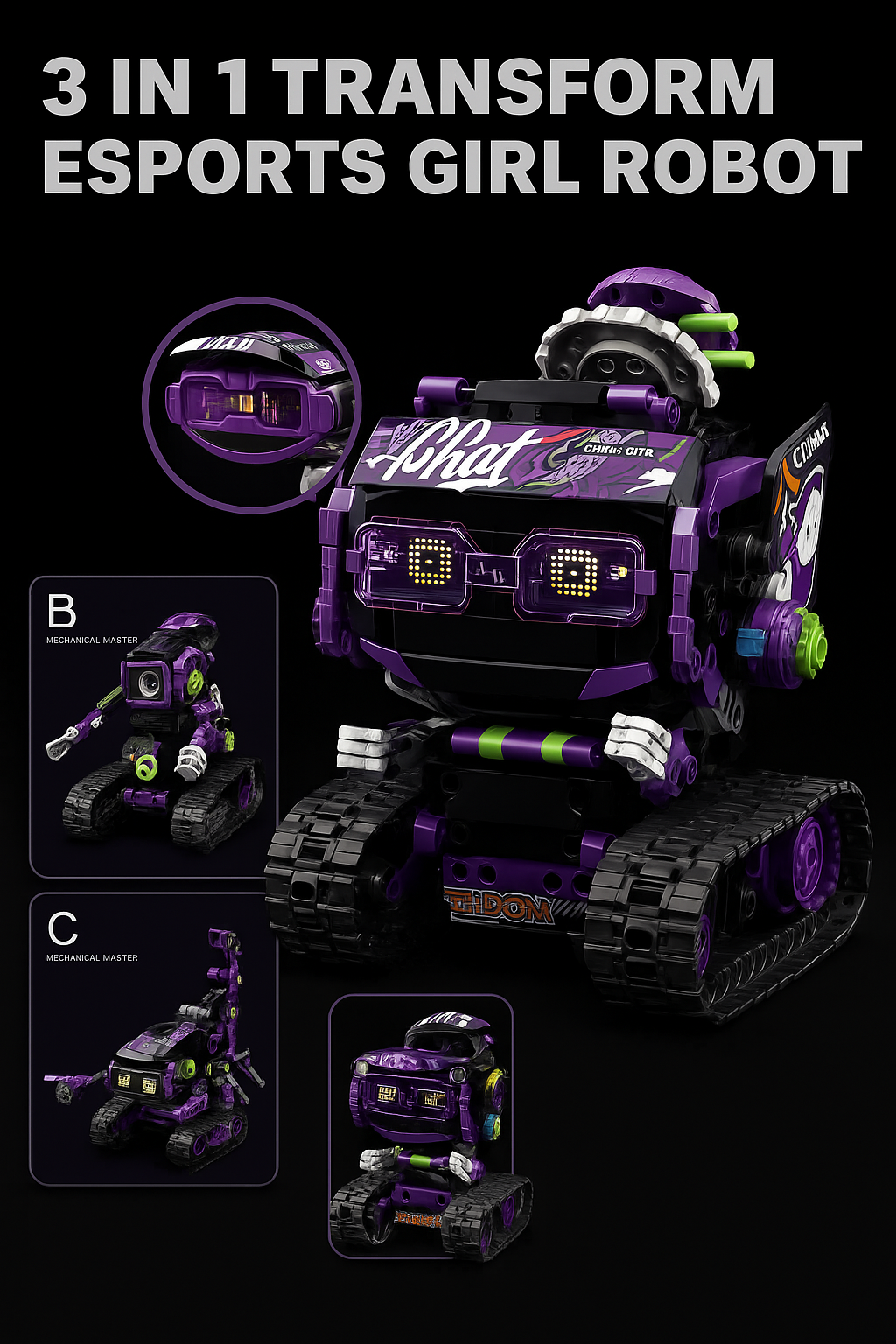 WagforBot™ 3-in-1 RC Transforming Robot Kit – Car, Dinosaur & Bot