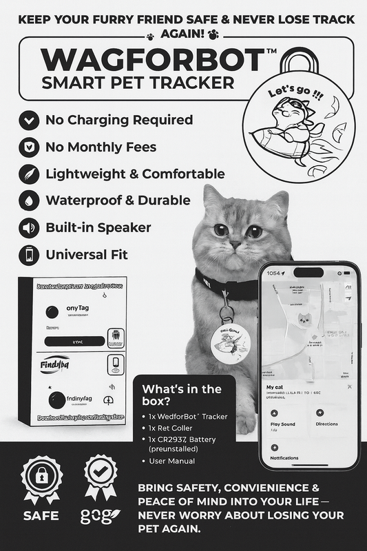 WagforBot™ Smart Pet Tracker Collar – No Charging, Waterproof & No Monthly Fee