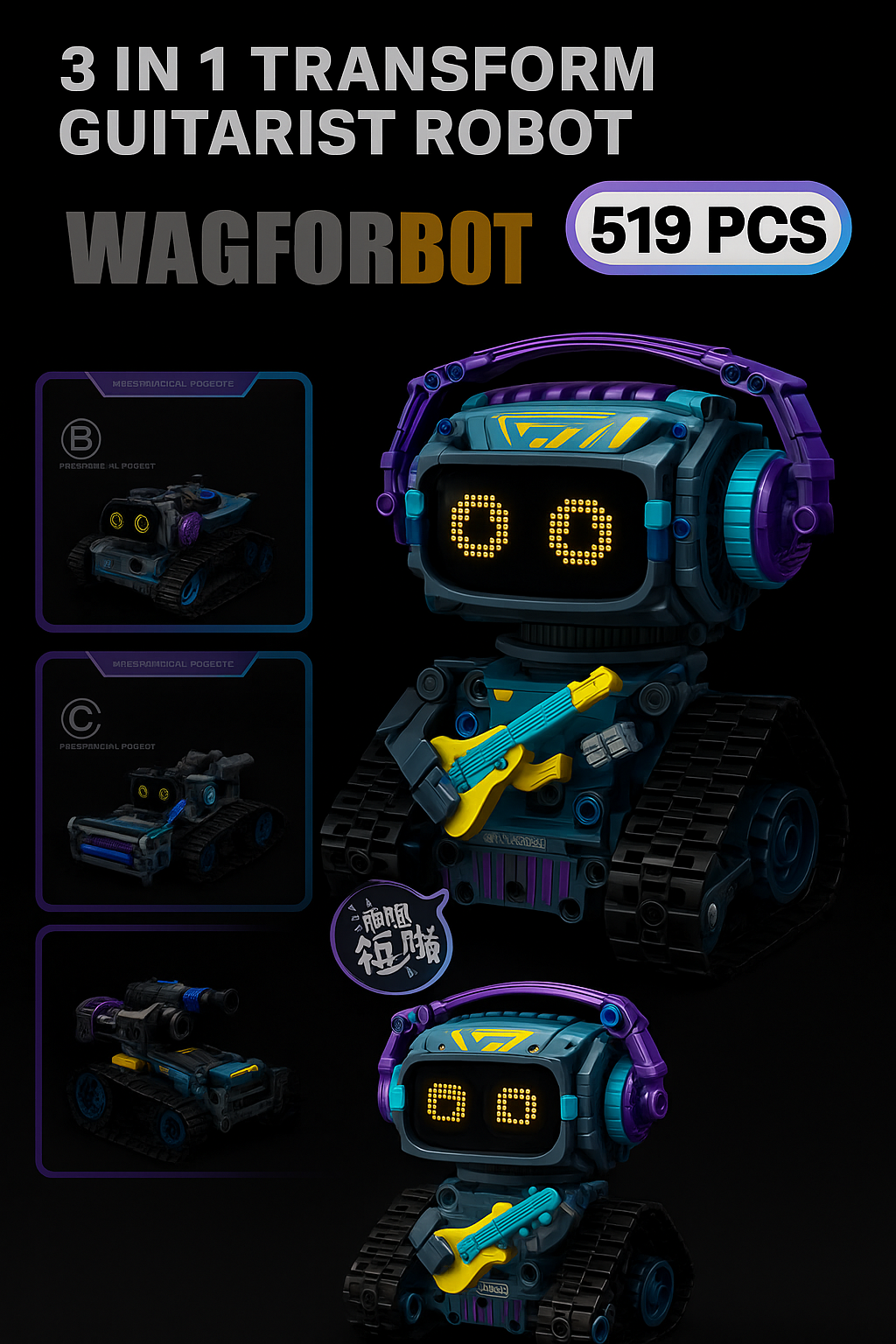 WagforBot™ 3-in-1 RC Transforming Robot Kit – Car, Dinosaur & Bot